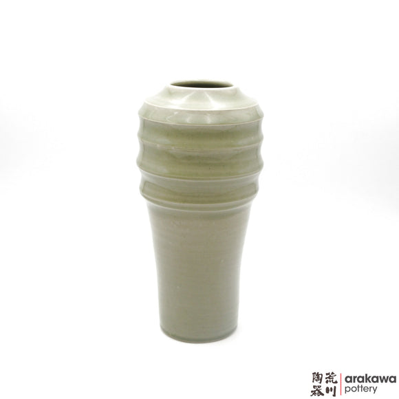 Handmade Ceramic Ikebana Container: Zig-Zag Vase, Celadon Glaze - 1224 - 146 made by Thomas Arakawa and Kathy Lee-Arakawa at Arakawa Pottery