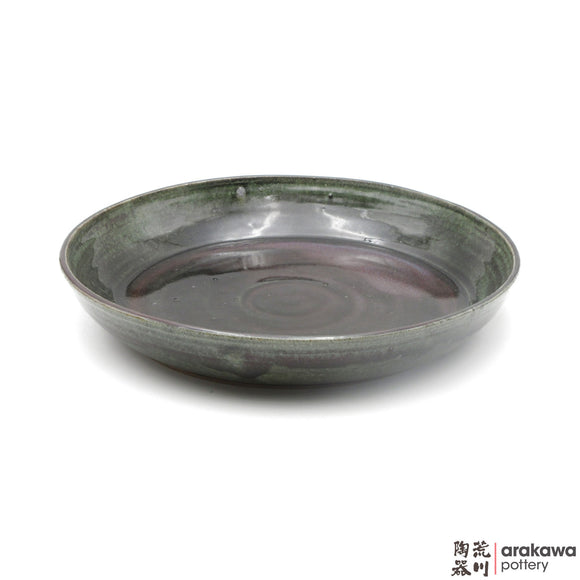 Handmade Ceramic Ikebana Container: Bowl Suiban, Green Ruster Glaze - 1224 - 163 made by Thomas Arakawa and Kathy Lee-Arakawa at Arakawa Pottery