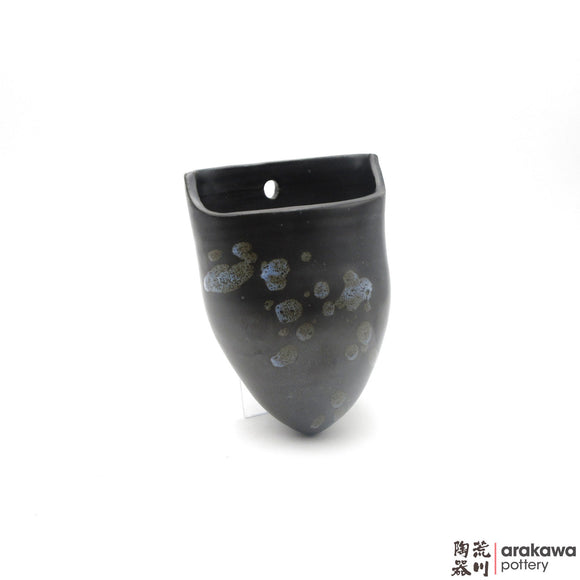 Handmade Ceramic Ikebana Container: Hanging Vase, Black & Chun Glaze - 1224 - 184 made by Thomas Arakawa and Kathy Lee-Arakawa at Arakawa Pottery